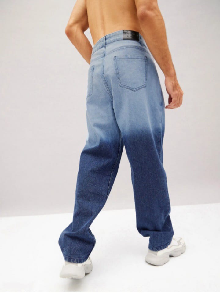 DEVIDENIM Men's Funky Dual Color Ton Ombre Relax Fit Jeans